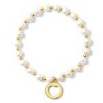 pearl bead w/ heart charm bracelet