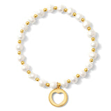 pearl bead w/ heart charm bracelet