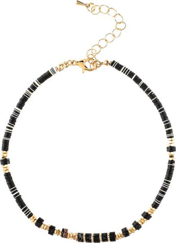 Black stone mix anklet