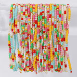 Seed Bracelets in Aqua/yellow/red