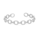 round link cuff w/pave silver
