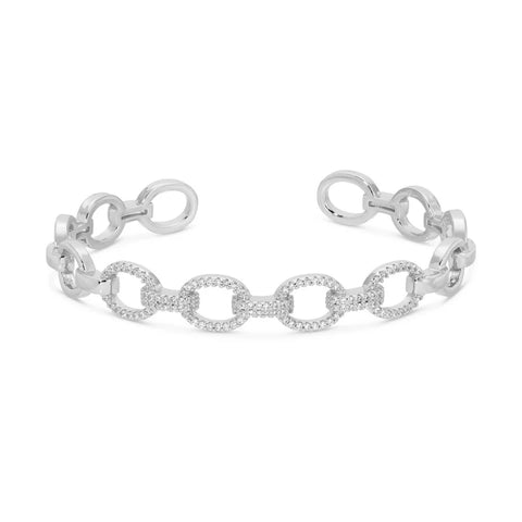 round link cuff w/pave silver
