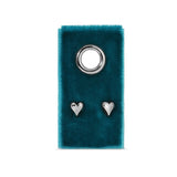 Heart earrings on velvet tag