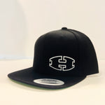 Black H hat solid black flat bill