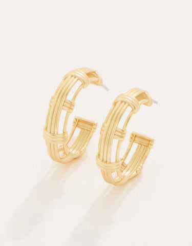 Gold basket weave hoop earrings