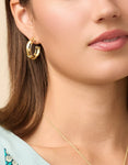 Gold basket weave hoop earrings