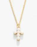 SLV Faith/Pearl Cross Necklace Gold