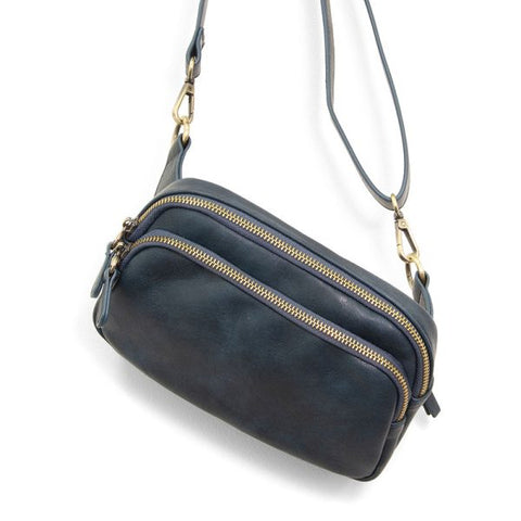 Navy Kylie double zip sling belt bag