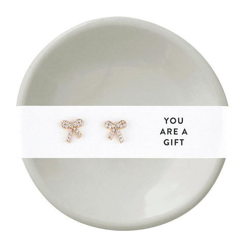 You are a gift bow earrings and trinket tray