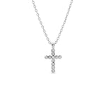 Delicate CZ silver cross pendant
