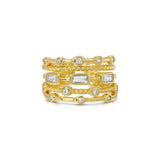 5 layer multi texture and multi cz adjustable ring