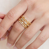 5 layer multi texture and multi cz adjustable ring