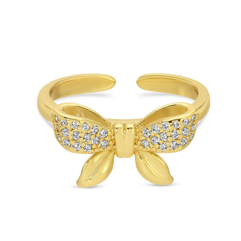 Adjustable pave bow ring