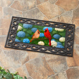Cardinal Couple among hydrangeas switch mat
