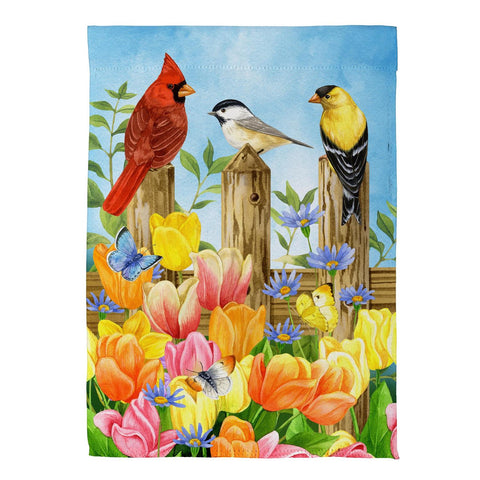 SPRING FENCE FRIENDS GARDEN FLAG