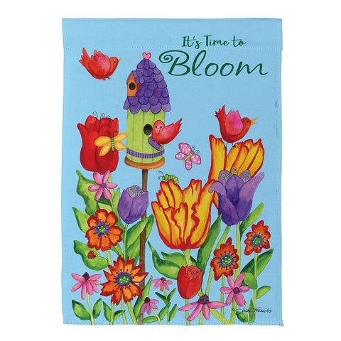 It's Time to Bloom Suede Garden Flag