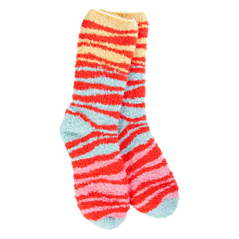 Orange multi zebra sock