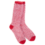 Red Check Fuzzy Sock