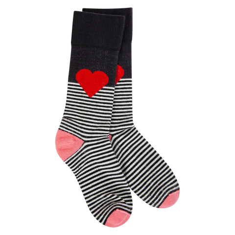 Black multi heart sock