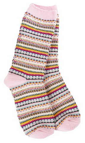 Boho Crew Pink Stripe Sock