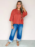 Rust 3/4" Sleeve Sweater
