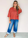 Rust 3/4" Sleeve Sweater
