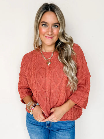 Rust 3/4" Sleeve Sweater