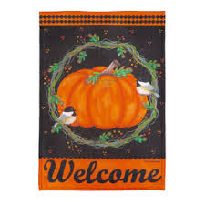 Chickadee and Pumpkin garden flag