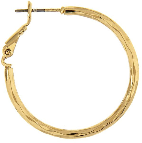 Gold hammered hoop earring