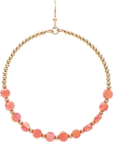 Coral disk bead circle earring