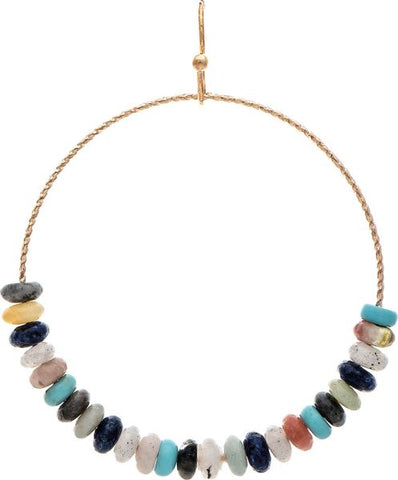 Gold Multicolor Stone Beaded Circle Earring