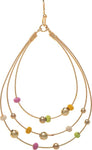 Gold Multicolor Bead Triple Teardrop Earring
