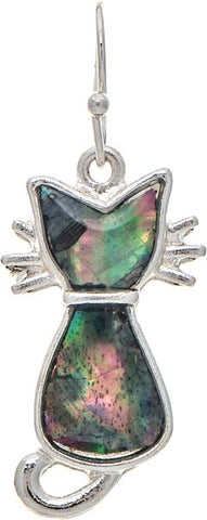 Abalone Sitting Kitty Earring