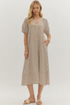 Brown and White Stripe Dress