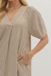 Brown and White Stripe Dress