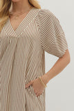 Brown and White Stripe Dress