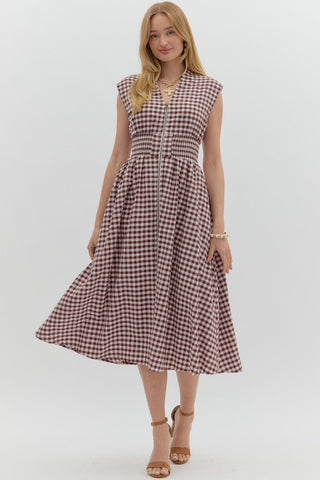 Gingham Brown Dress