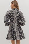 Black mixed fabric dress