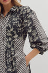 Black mixed fabric dress