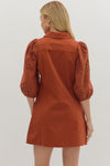Rust Orange Eyelet sleeve dress