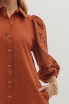 Rust Orange Eyelet sleeve dress