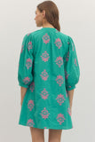 Turquoise puff sleeve dress