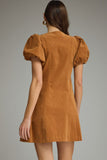 Burnt Orange puff sleeve dress