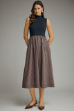 Mock Neck Navy Dress