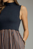 Mock Neck Navy Dress