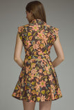 Brown Floral Sleevless mini dress