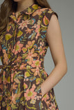 Brown Floral Sleevless mini dress