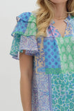 Blue S/S Ruffle sleeve top