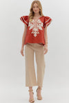 Cinnamon Flutter Sleeve Top