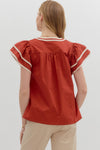 Cinnamon Flutter Sleeve Top